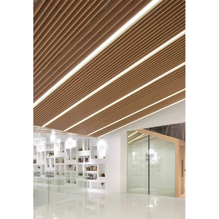 Wood grain aluminum square tube Aluminum square pass ceiling ceiling Decorative wood grain Ceiling Partition
