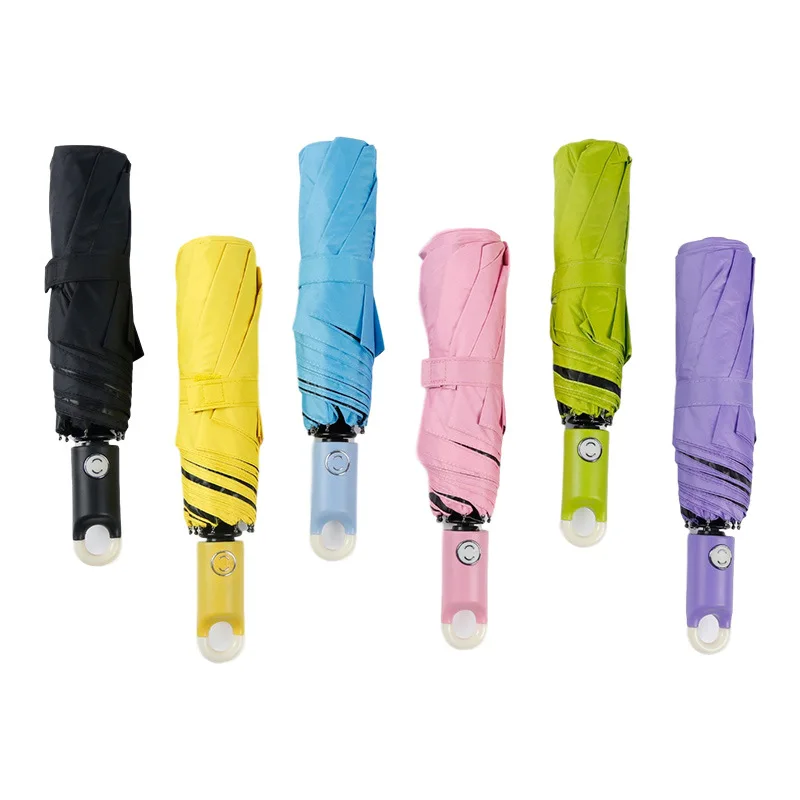 Wholesale Modern Design Colorful 8 bones Windproof Automatic 3 Folding Parasol Beach Umbrella