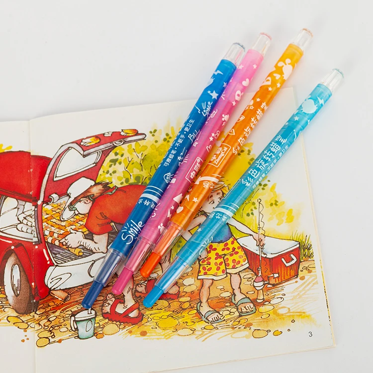 Factory Customization Fancy 24 Color Non Toxic Twist Plastic Rotation Silky Crayon Smooth Drawing Crayon