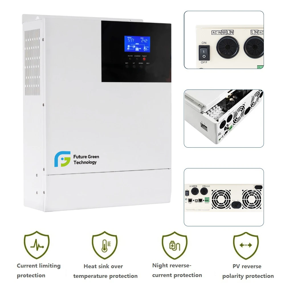 1000 Watt Off-Grid Hybrid Solar Inverter with Built-In MPPT Solar Char Controller Single Output 60Hz 1KVA Solar Inverter Buld