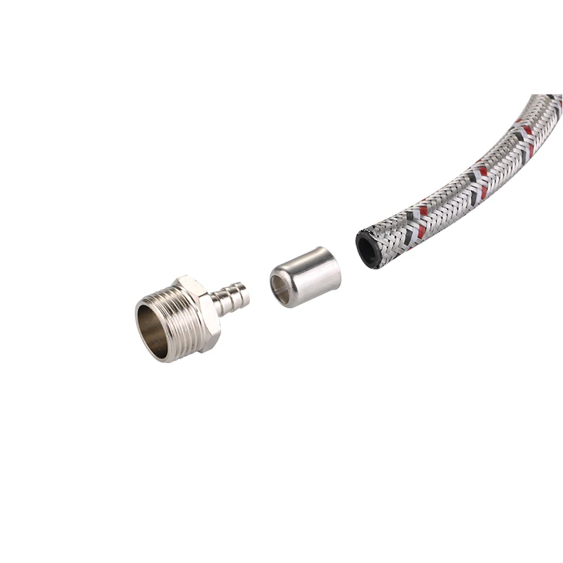 High Pressure Metal Stainless Steel Braided Flexible Hose for Fuel Hose Oil Gas Line Black and White Outer Wire