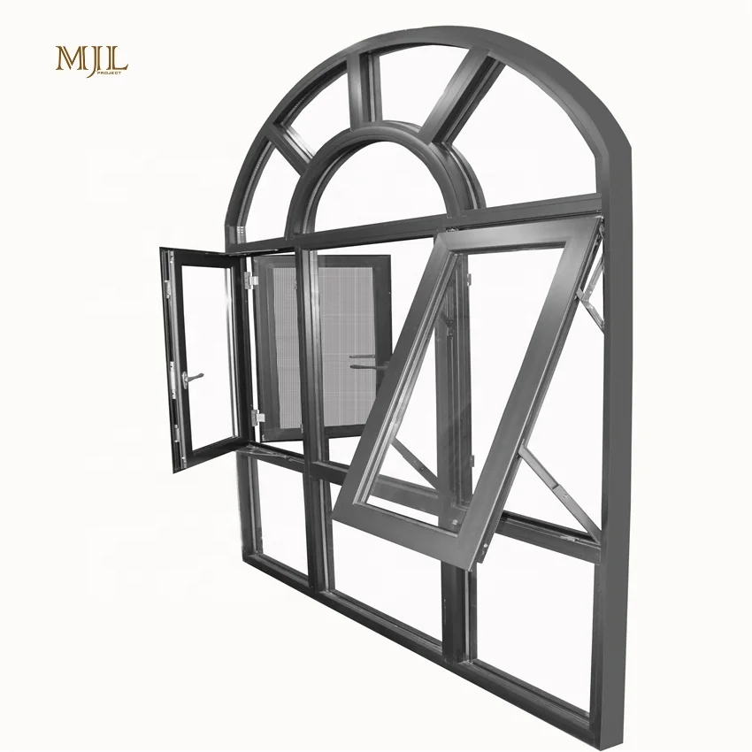 MJL Half Moon Hurricane Impact Aluminum windows Glass Awning Casement Swing windows and Doors