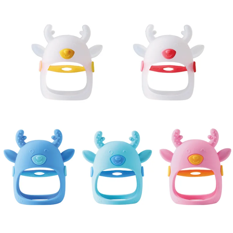 Colorful Food Grade Silicone Animal Deer Shape Baby Teether Multifunction High Quality Safe Material Baby Teether