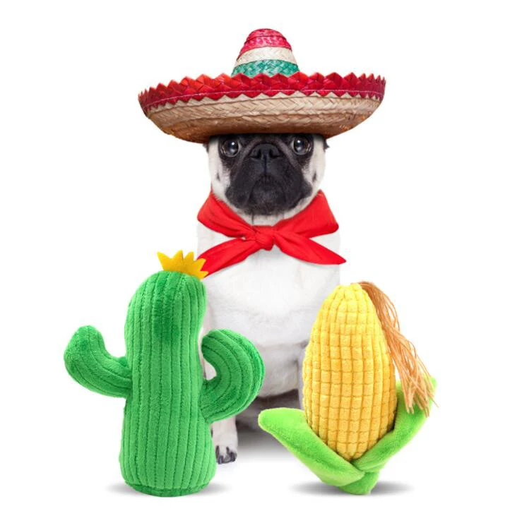 Hot Sale Corn Cactus Bite Resistant Squeaky Pet Dog Plush Toy