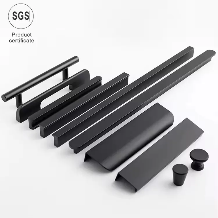 Современный Китайский алюминиевый профильный ящик для шкафа матовые черные кухонные ручки роскошная ручка мебельная фурнитура