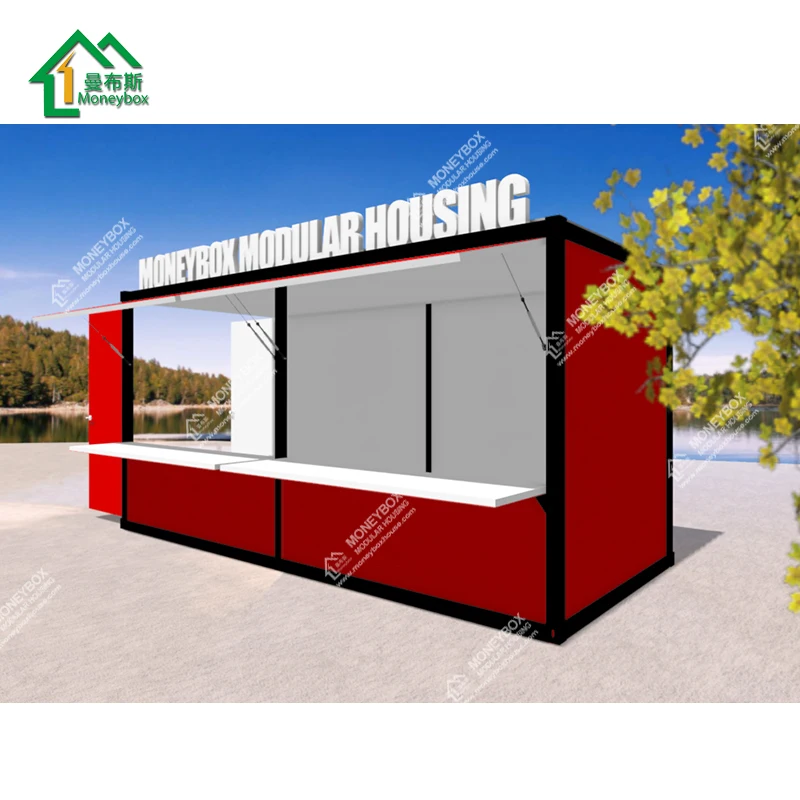 2018 new design 20ft prefab easy transport mobile portable fast food container shop