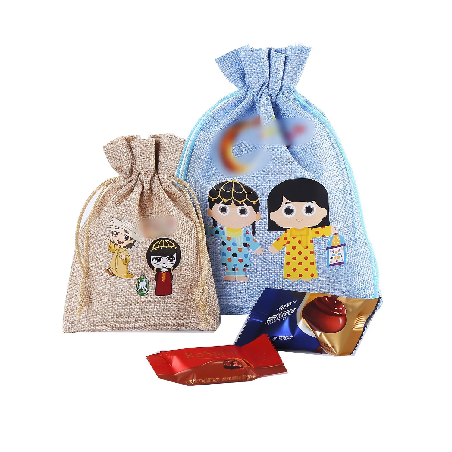 Christmas Drawstring Strap Mouth Hemp Food Storage Bag Holiday Party Decoration Pendant Gift Packaging Bag Pouch