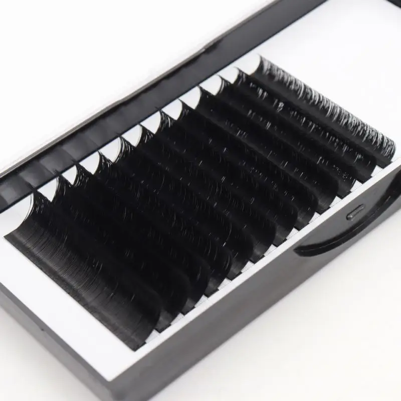 OEM Factory Eyelash Extension Private Label Custom Artificial Eyelash Ellipse Flat Shape False Lashes Black Korean PBT Fiber