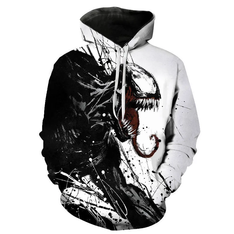 Lcool Custom Men Hip Hop Sportswear Venom Hoodie 3D Printed Oversize Sweatshirts Hoodies