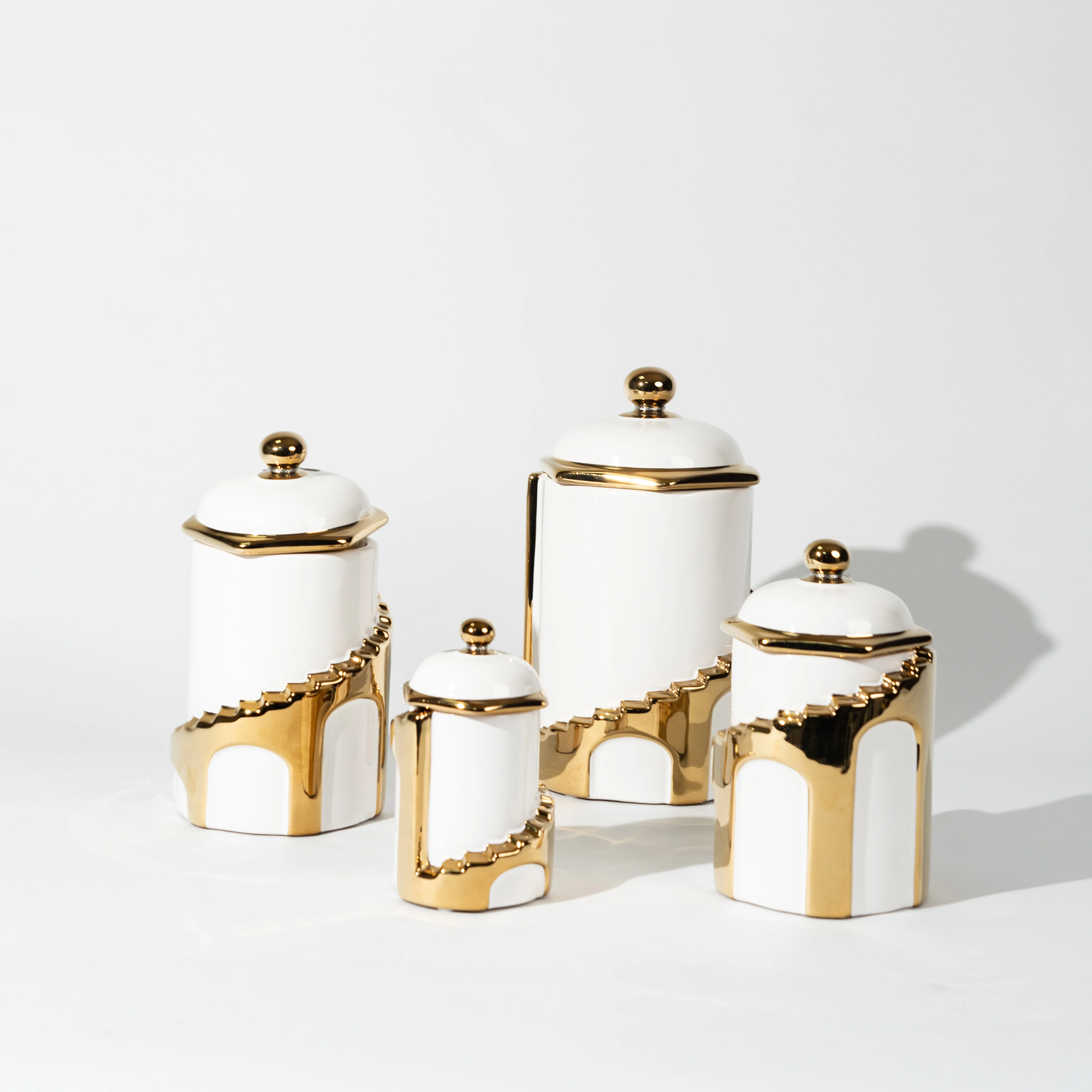 Wholesale ceramic tea storage jars Gold plating Storage ceramic Container for Coffee jars