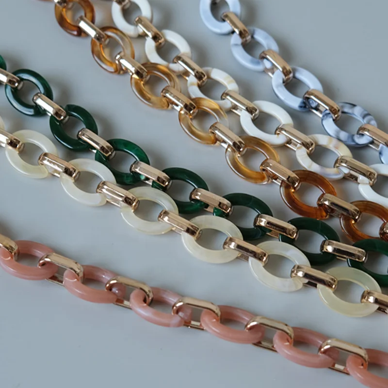 wholesale hardware accessories of guangzhou acrylic chain plastic ornament straps chain for bags