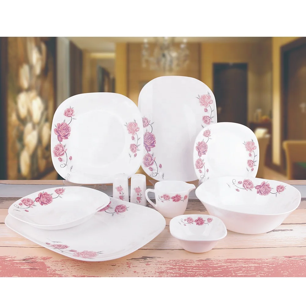 Modern white opalware square 30 PCS dinnerware set