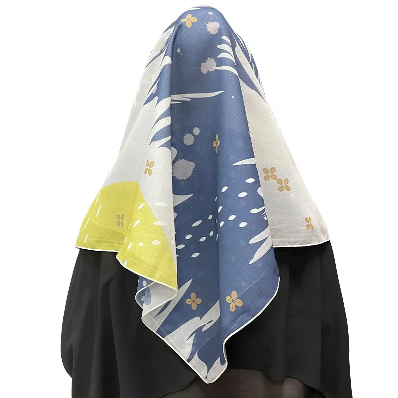 custom digital print hijab  bawal cotton voile  shawl muslim headscarf for women design japanese fabric factory supplier
