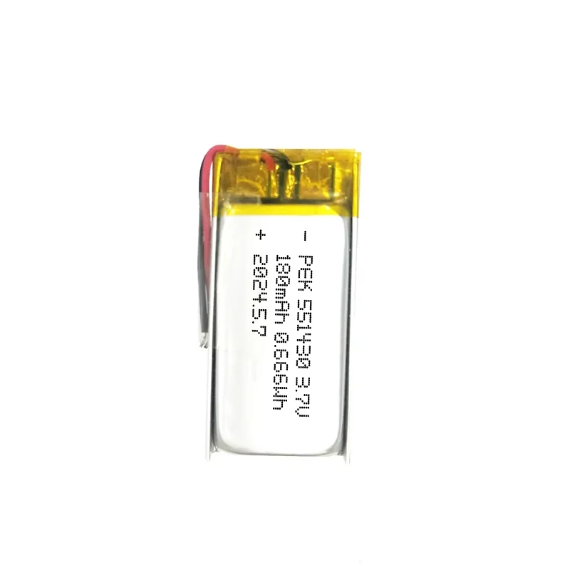 Pek 551430 180mah 3.7v Power Tools BatteryBluetooth Smart Glasses Elongated Battery Durability Support Customization