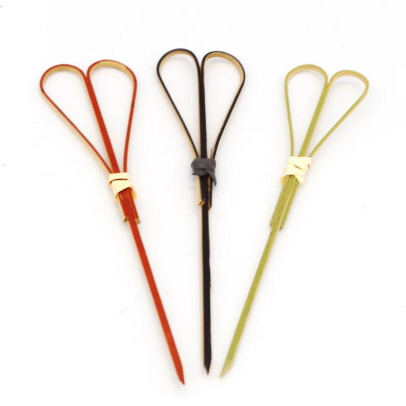 Bamboo Knot Cocktail Pick Loop Skewer Heart Bamboo Skewer