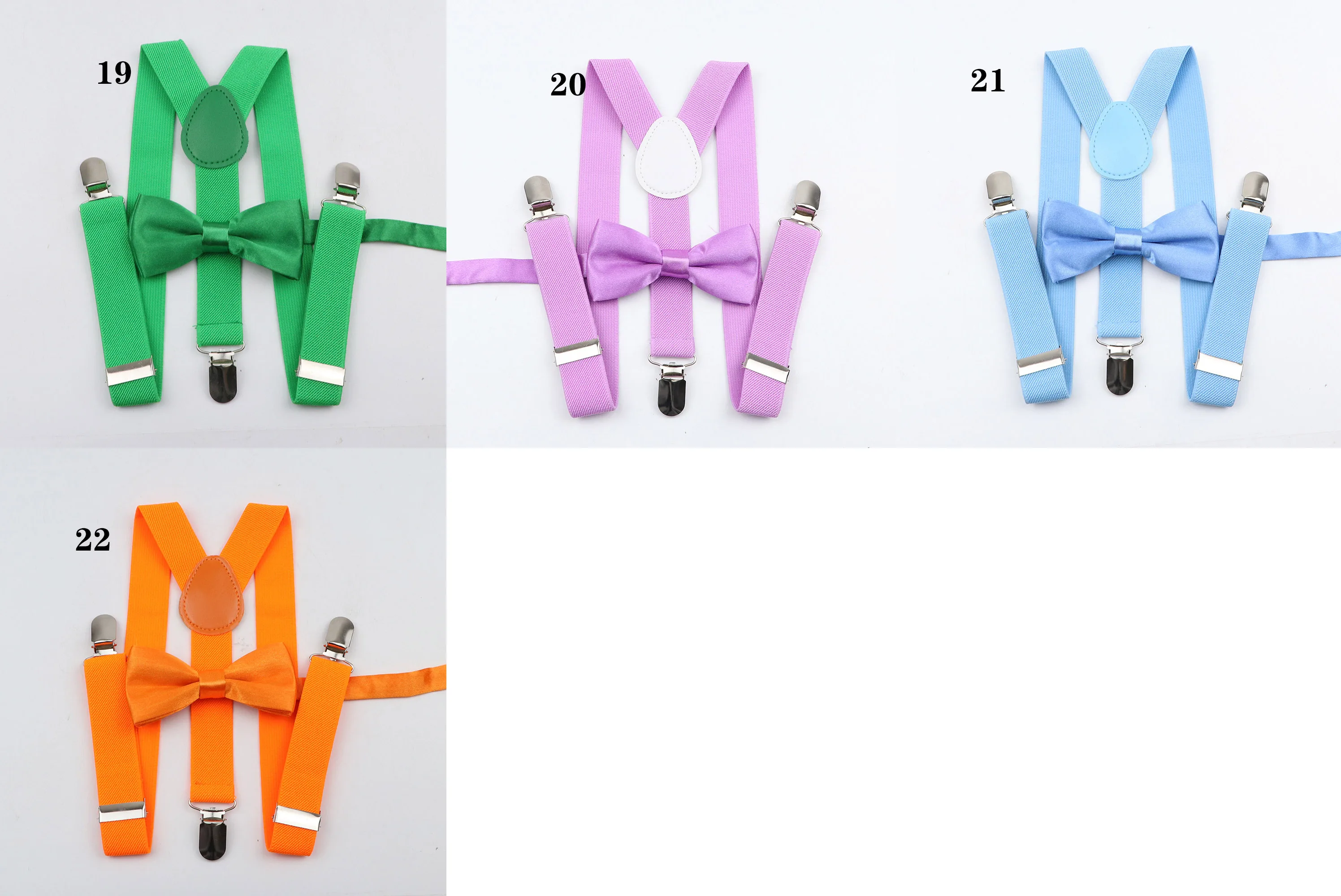 Custom Soild Color Children Belt Bowtie Set Baby Boys Girls Suspenders Clip-on Y-Back Braces Bow Tie Elastic Kids Adjustable