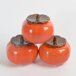 Hot Sale Handmade Cute Persimmon Fruit Shaped ceramic Jar Gift Scented Candles