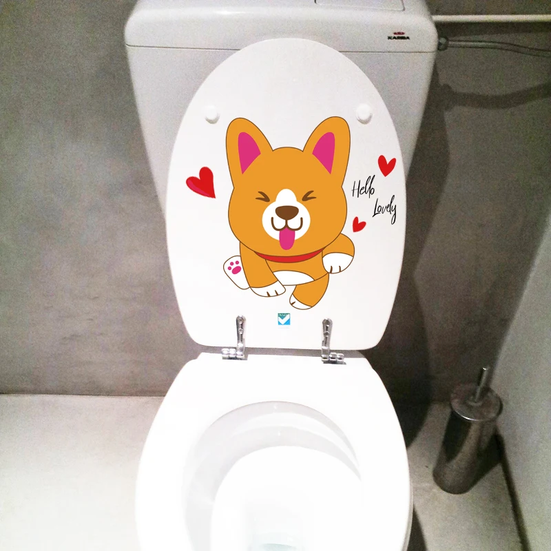 Новые Мультяшные животные, дизайн, украшение для ванной комнаты, милые наклейки на крышку унитаза, водонепроницаемые ПВХ наклейки, наклейки на сиденье унитаза