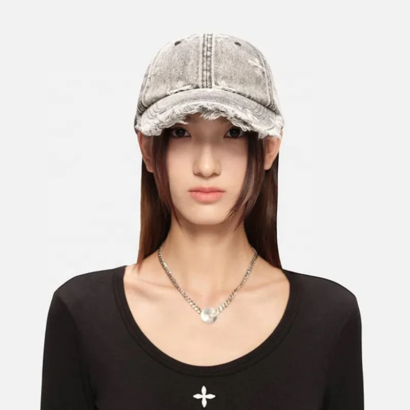 Wholesale Unstructured Distressed Baseball Cap Custom Plain Ripped Vintage Washed Dad Hats