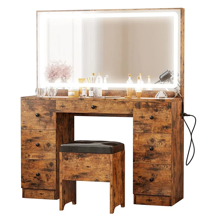 Trendy Dressing Table Dresser Set Toilet Tables Makeup White Vanity With Mirror and Chair
