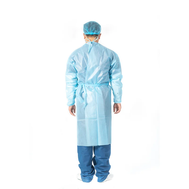 High Quality Non Woven Impervious Hospital Disposable Isolation Gown Isolation Gown With Cotton Cuffs