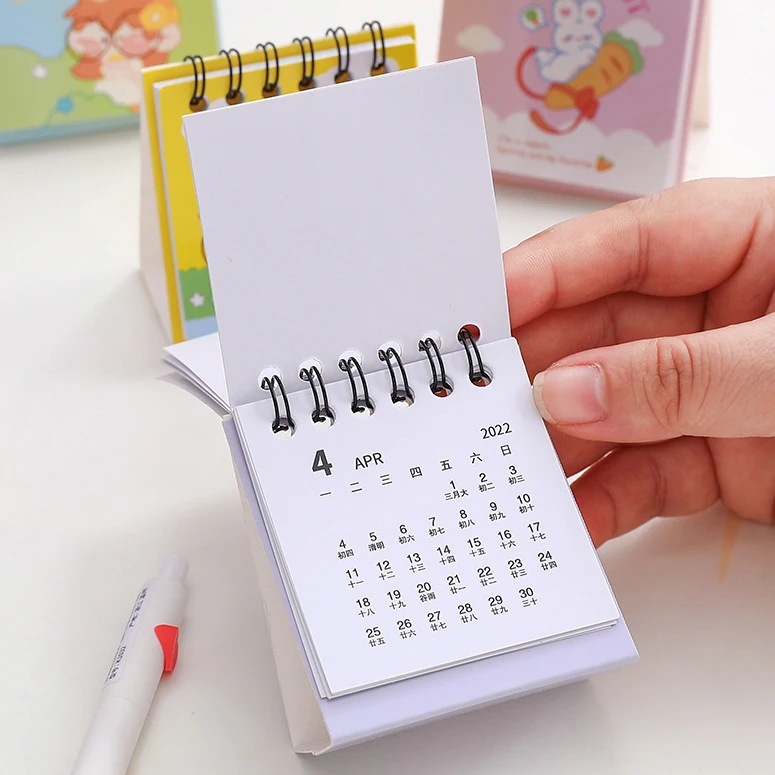 Mini Spiral desk calendar paper customized recorder desktop table calendars printing