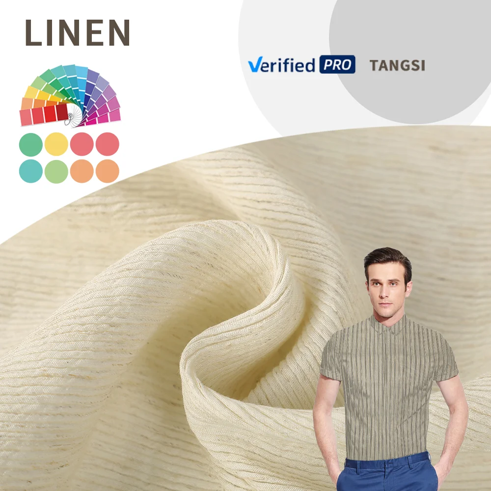 Wholesale Factory Popular Custom Style Dyed Products 70%Rayon 18%Polyester 12%Linen Crepe Woven Fabric