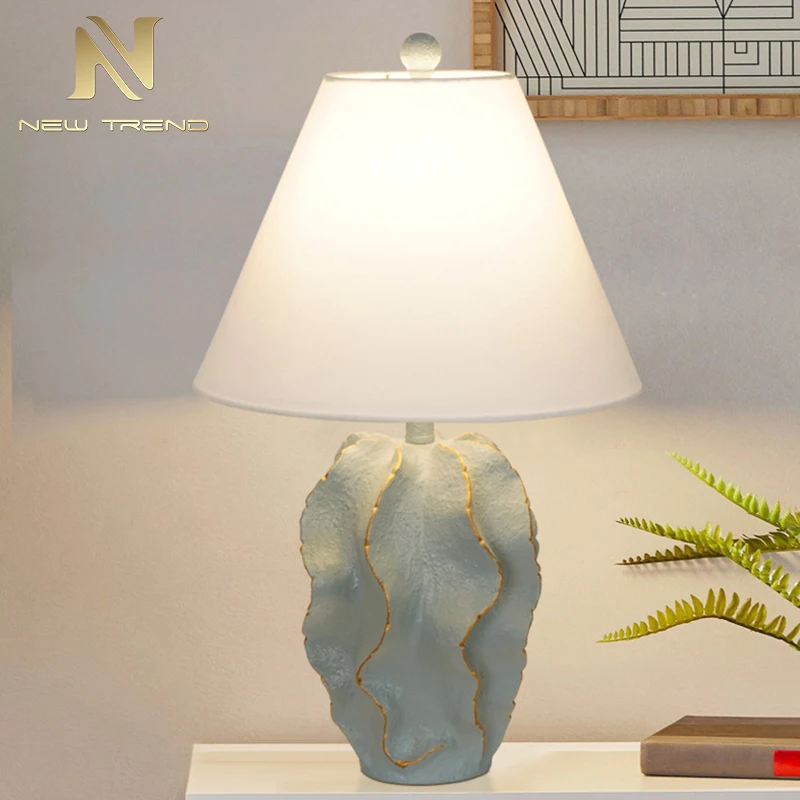 Elegant Style Indoor Decoration Restaurant Hotel Room Bedroom Resin Fabric LED Table Lamp