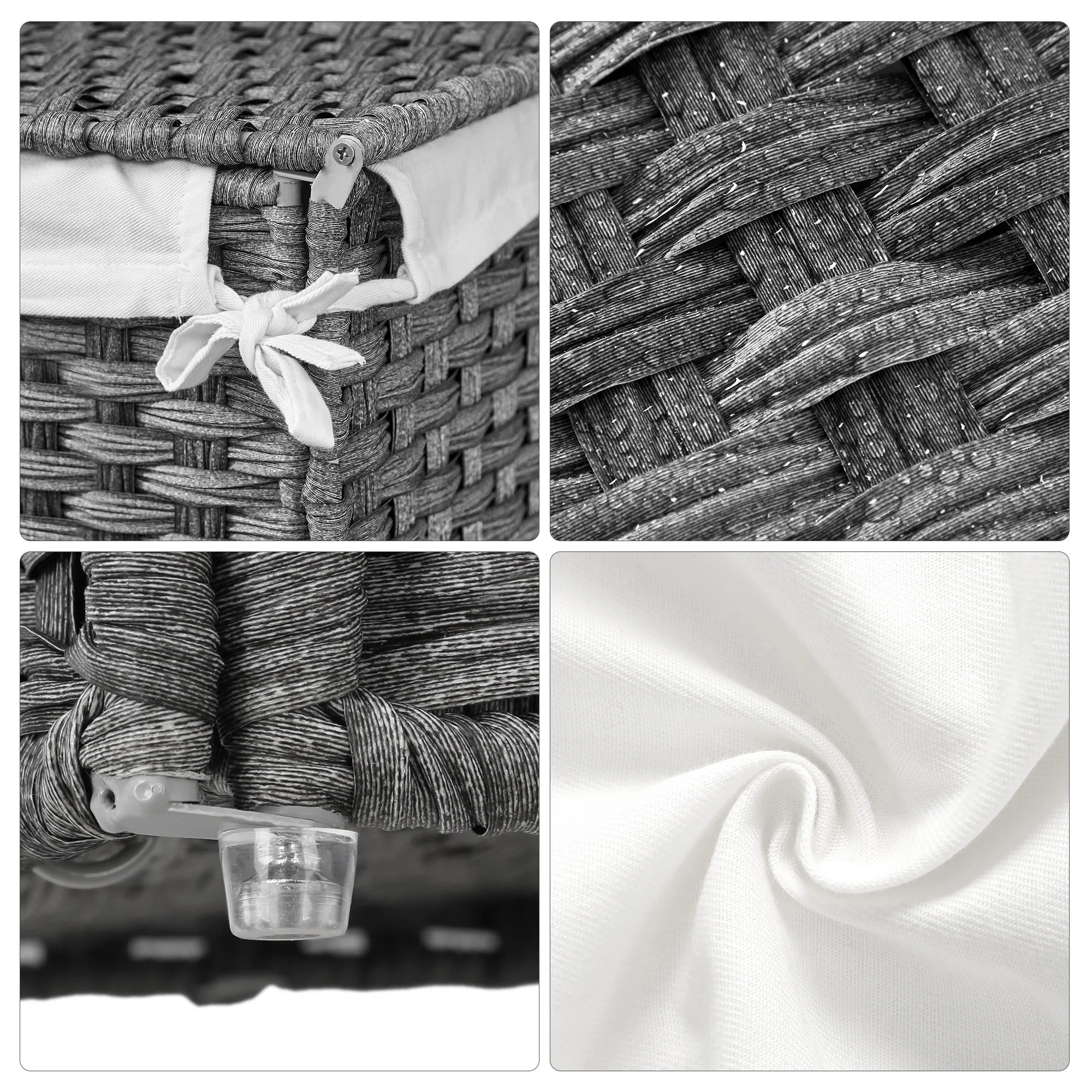 oem french unbreakable natural bathroom net small corner pp braided wicker trolley laundry storage basket with cover