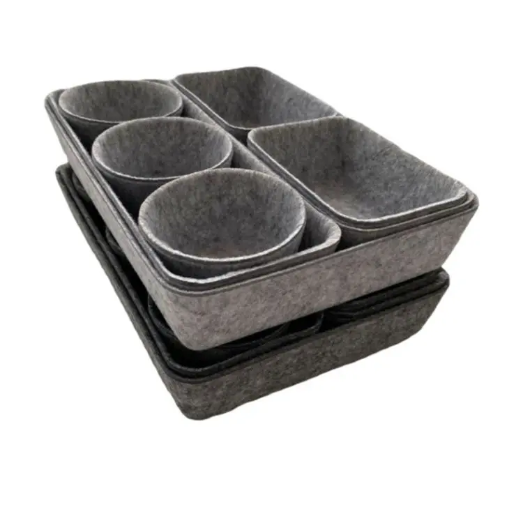 Hot Selling Felt Multi-functional Table Top Storage Boxes 8 Pieces Felt Storage Basket