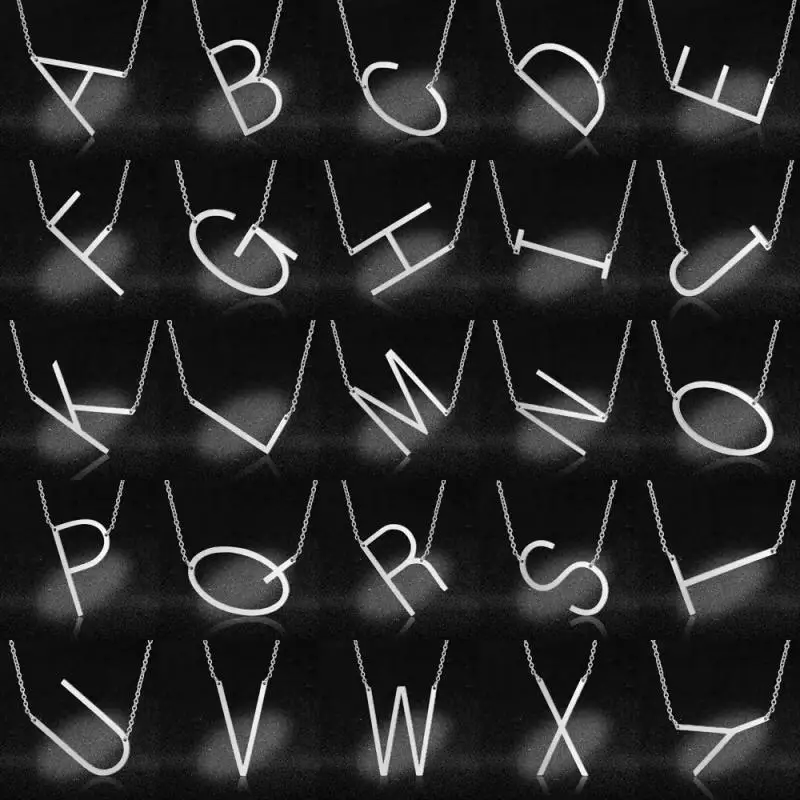 Wholesale Custom Tarnish Free High Polish Stainless Steel Large Letter Necklace For Women