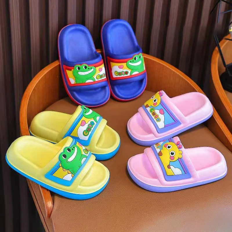 Custom Cute Frog Cartoon Kids Home Slippers Non-Slip Soles Sandals Louminos Children Slippers