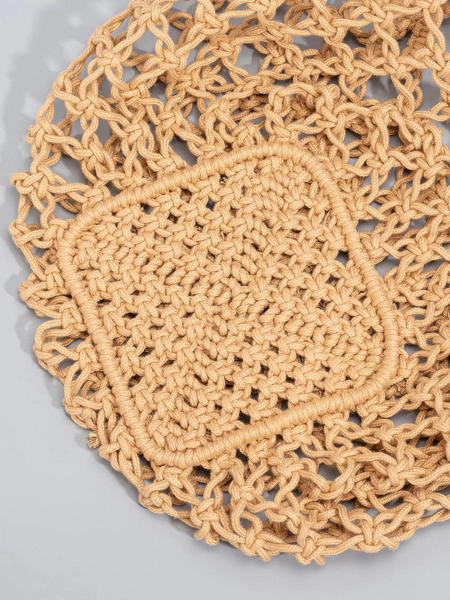2024 Braided Bucket Bag New Cotton Thread Handmade Mesh Design Ladies Beach Shoulder Bags