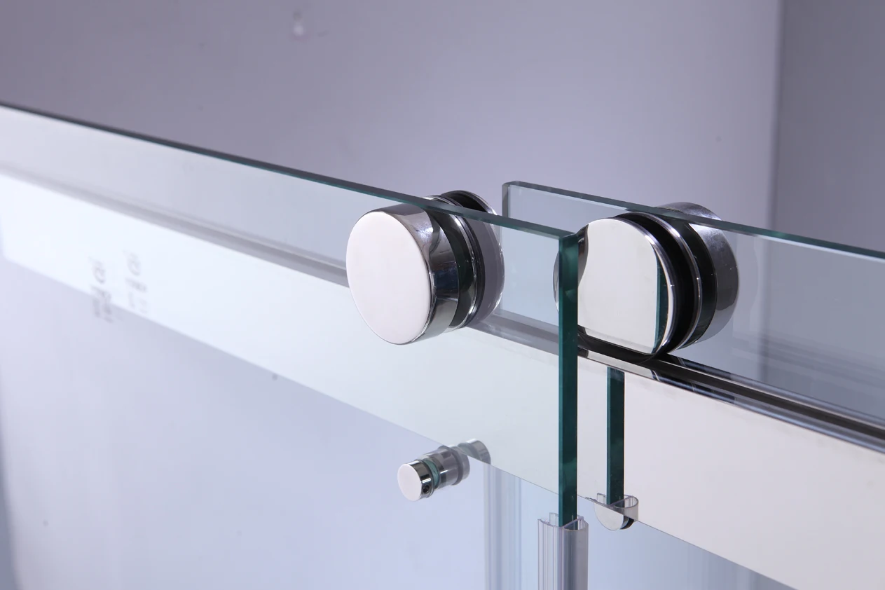 Двухстворчатая раздвижная открытая бескаркасная дверь для душа из прозрачного стекла для ванной комнаты 10 мм