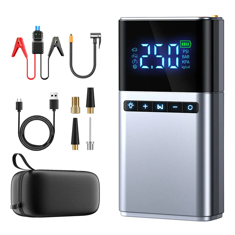 1500a peak car battery booster emergency start power supply car air pump tyre inflator jump starter with smart jumper cables