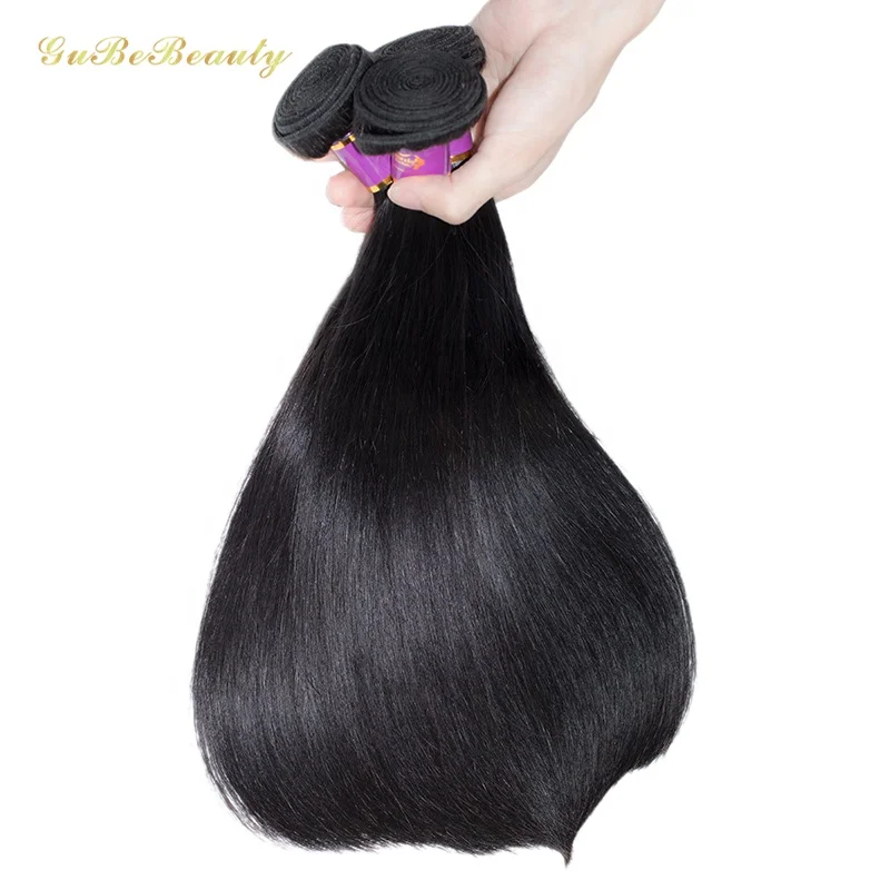 Gubebeauty wholesale human hair extension, brazilian virgin hair vendor raw hair bundles, 1B# straight human hair bundles