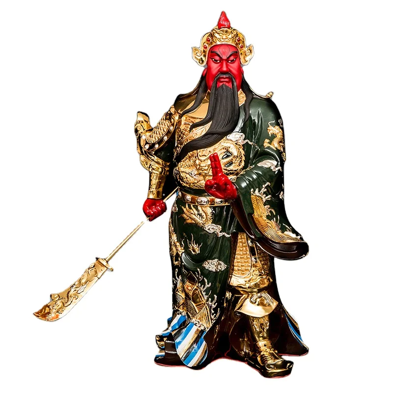 Sanmantuo holding a sword, Guan Gong station like pure copper 67CM Guan Yu Guan Diwu God of Wealth Household Decorations