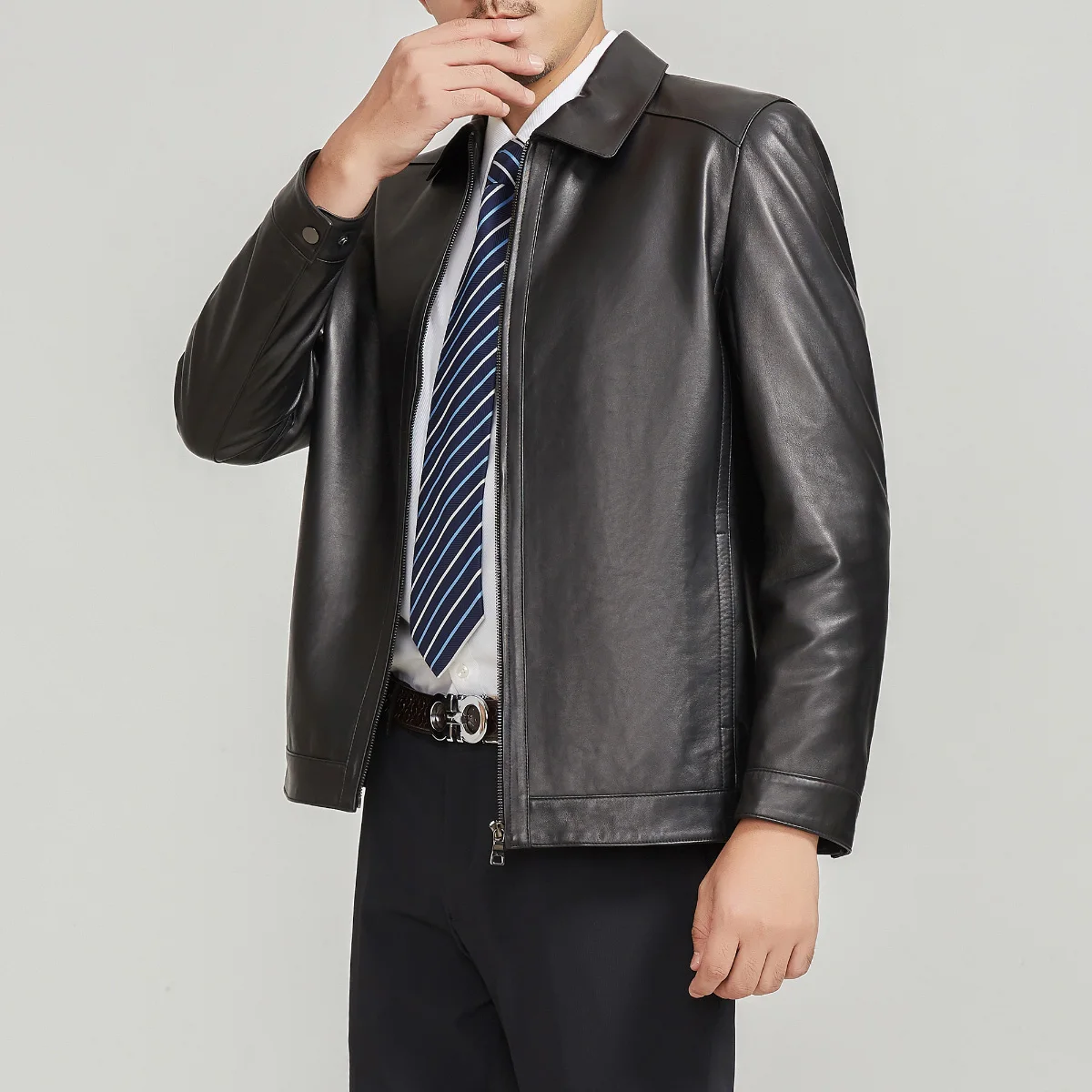 Winter Motorcycle Leather Man Sheepskin Fur Jacket Coat Women Winter Clothing