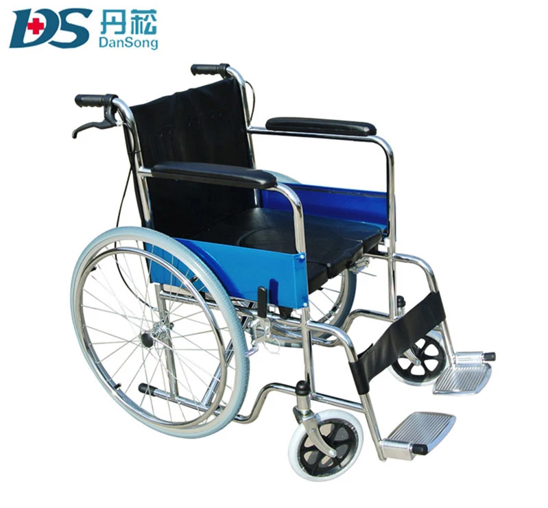 Hospital Medical Disabled Foldable Lightweight Toilet Commode Manual Wheelchair