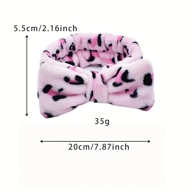 Coral Fleece Leopard Print Fashionable Headband for Women, Makeup and Face Wash Three Piece Set