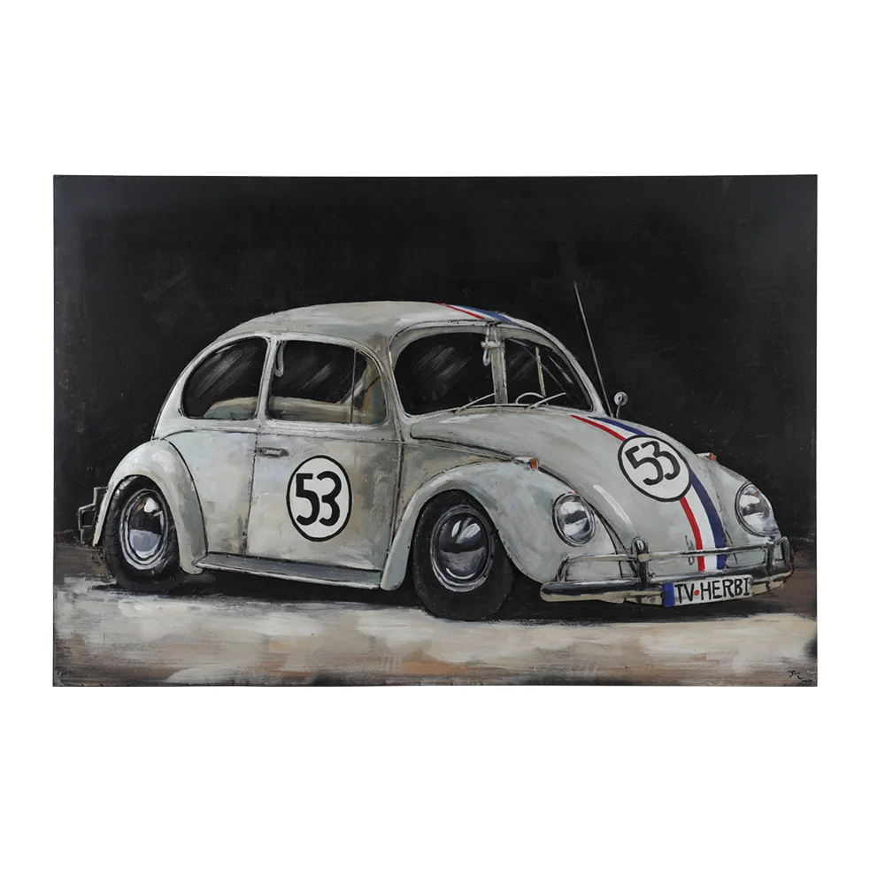 3D Metal Wall Art Herbie the Beetle Bug Vintage Metal Poster Wall Sculptures Modern Metal Wall Decor