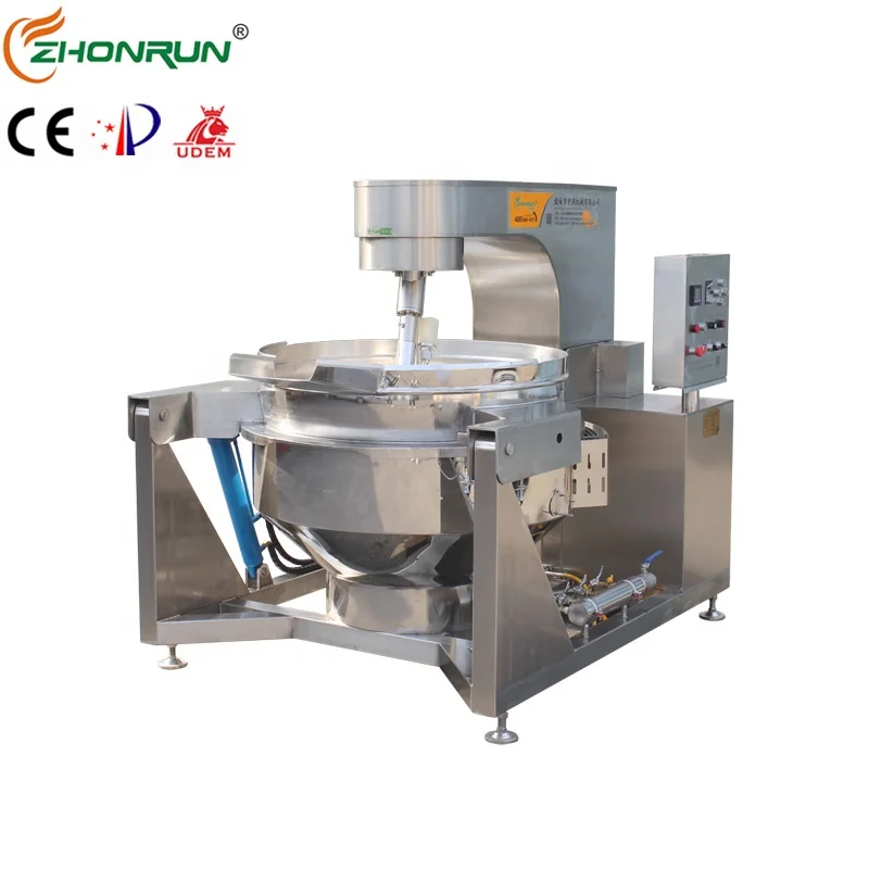 Planetary stir frying pan with full automatic button control gas cooking jacketed kettle