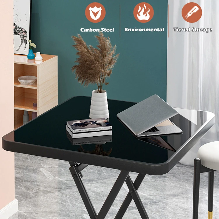 Outdoor Camping Cafe Garden Patio Metal Tempered Glass square Round Folding Foldable Coffee Dining Table