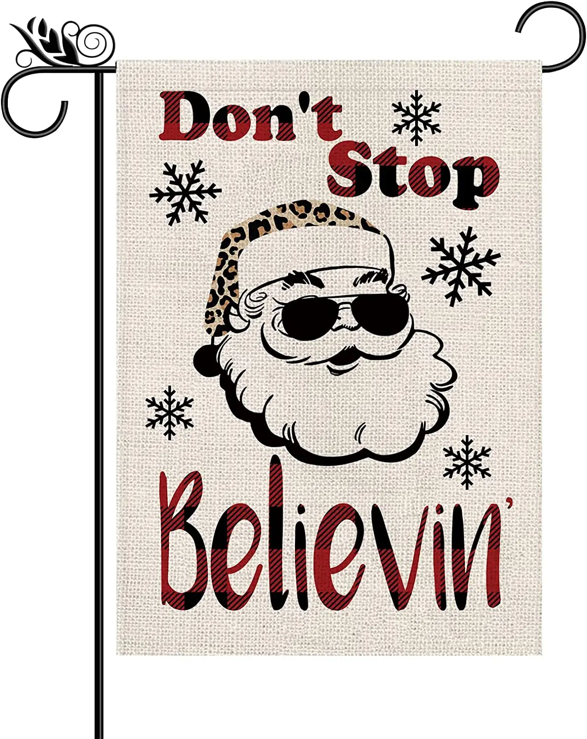 12X18in Dont Stop Believe Santa Claus Garden Flag Burlap Material Single Or Double Sides Suit Outdoor Indoor Decor