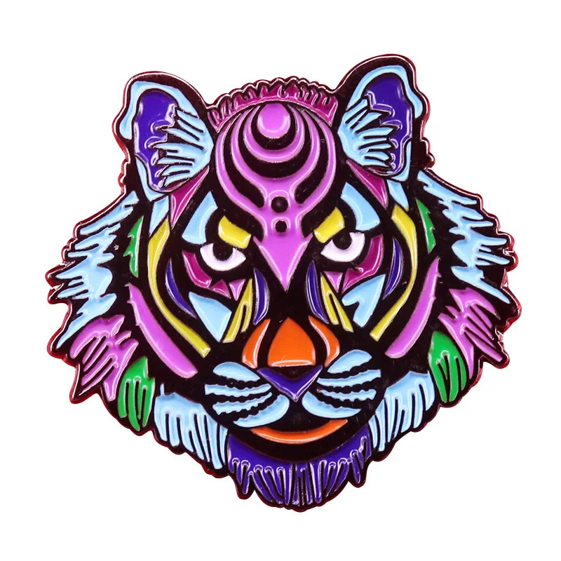 Colorful Mystical Tiger Head Art Brooch Soft Pin
