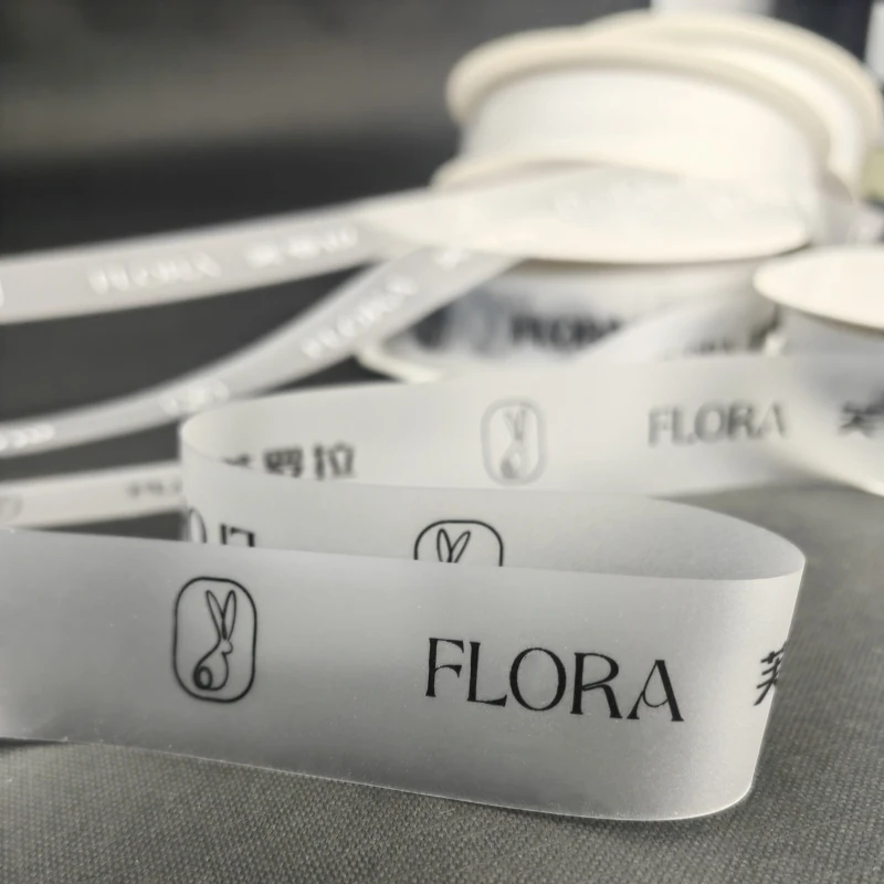 Custom TPU Translucent Frosted Ribbon With Logo High Quality Flower Ribbon Printing Grosgrain Satin Ribbon For Gift Wrap