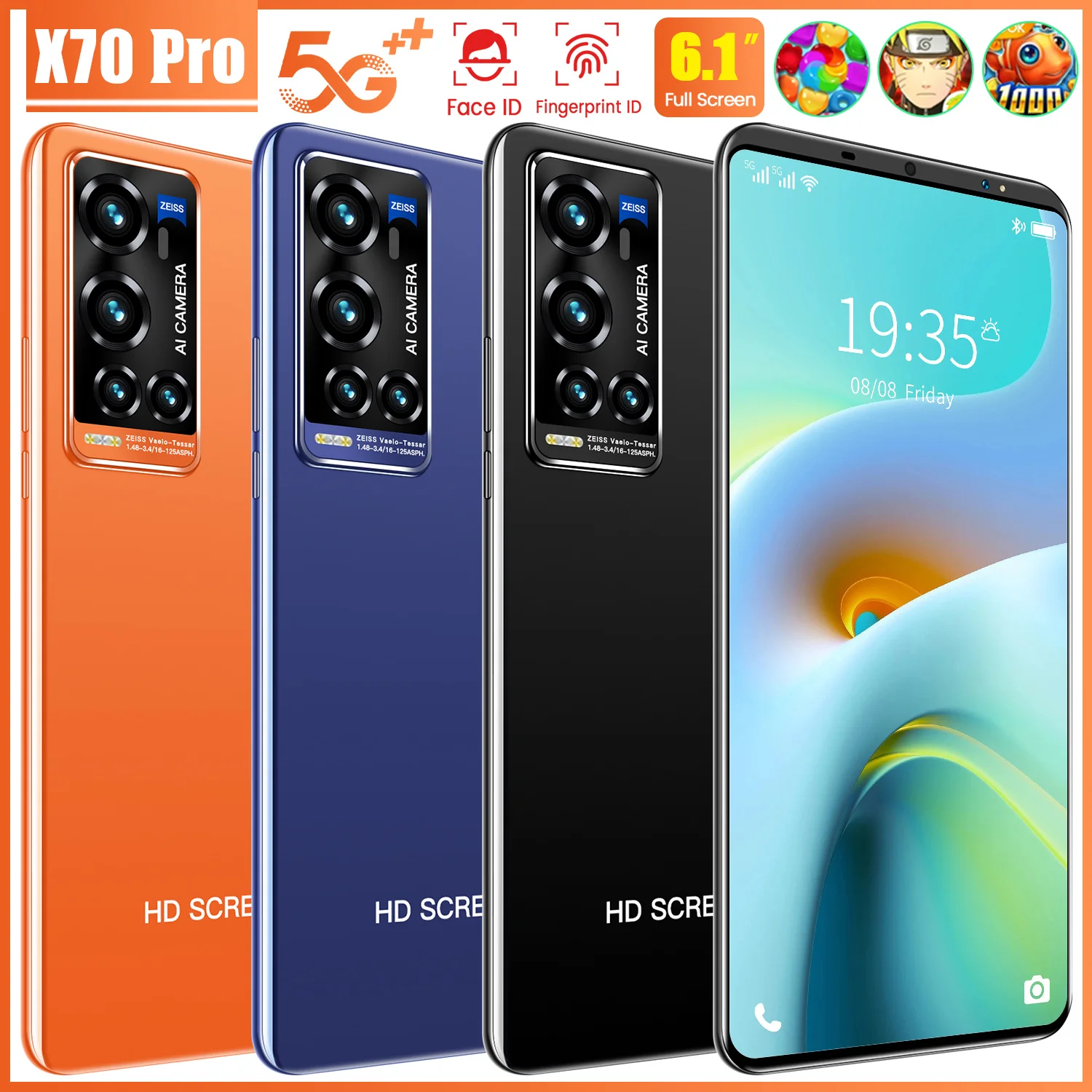 Оригинальные смартфоны X70 Pro 12 Гб + 512 ГБ HD экран телефон 10 ядер 4G 5G LET сотовые телефоны с большой батареей разблокированный двумя SIM-картами