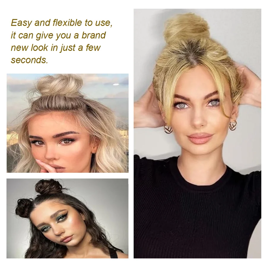 20g Human Hair Grab Card Hair Bun Clip in Curls Chignon