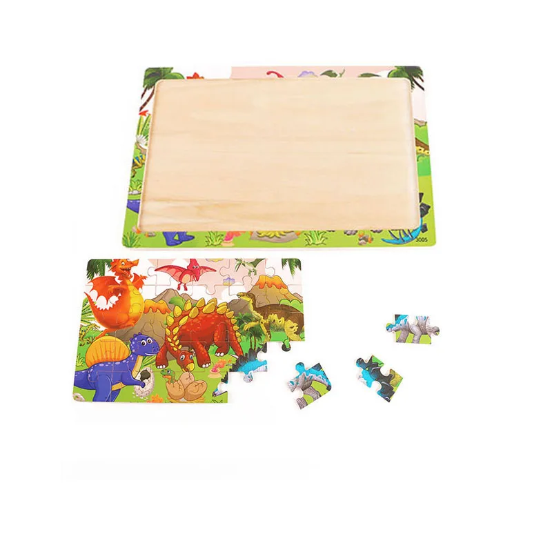 Children gift items custom flag 30pcs colorful printing wooden animal puzzle