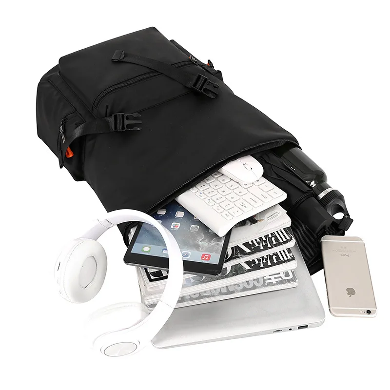 Trendy Black Laptop Backpack Large Capacity Travel Leisure Backpack High Quality Waterproof Backpack with USB
